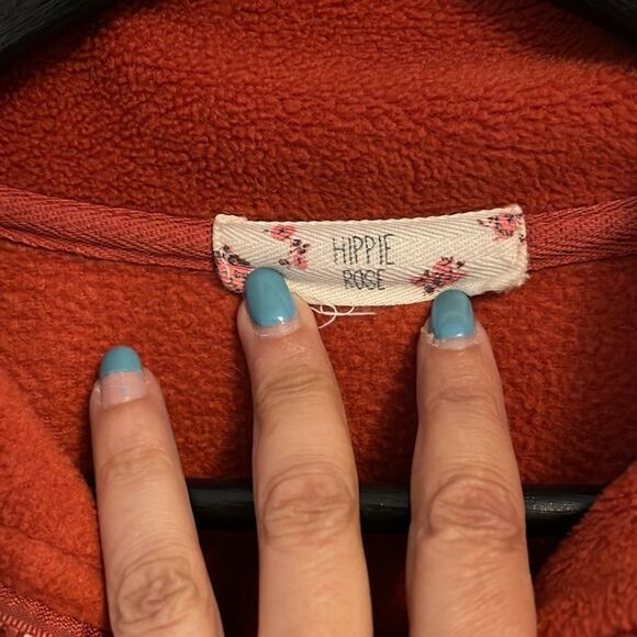 Hippie Rose 3/4 zip fleece jacket. Burnt Orange. Size Small - Picture 2 of 6